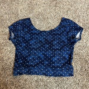 Hollister blue polka dot crop top